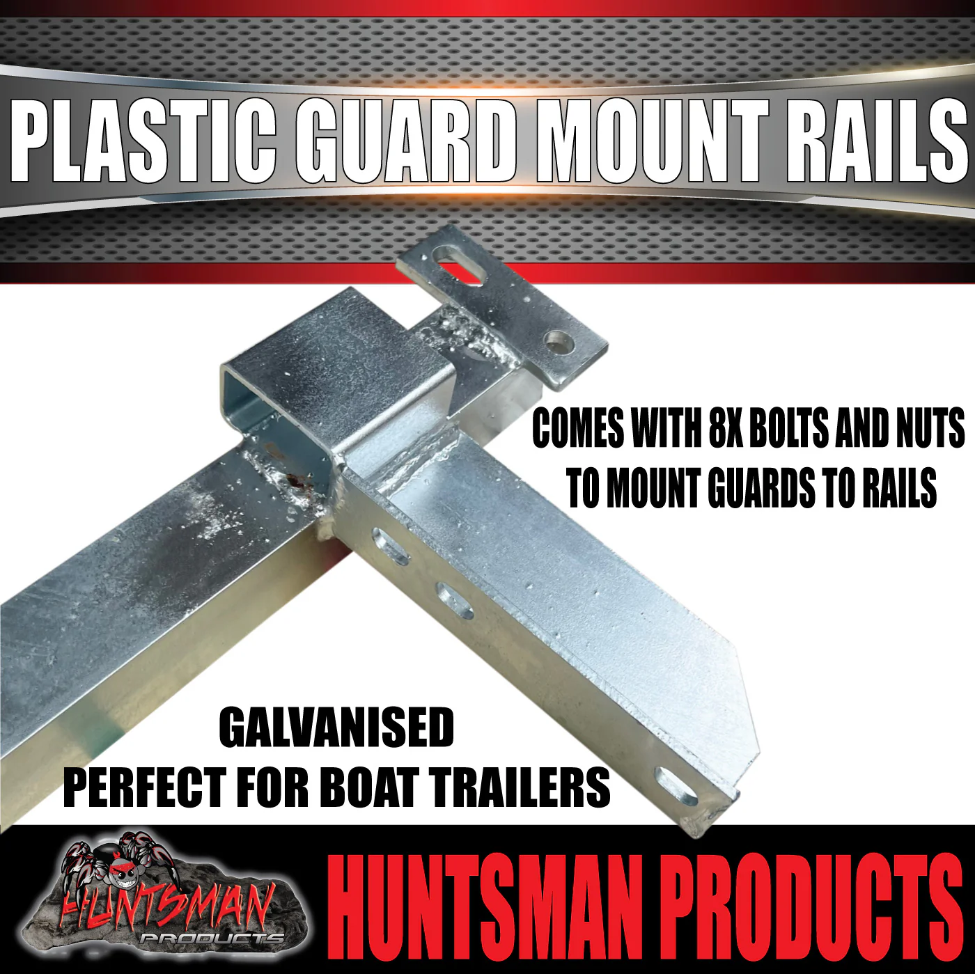 x2 Boat Trailer Slipper Spring Mount Rails + Grey Plastic Guards Suit 13" & 14" Tyres - Image 8