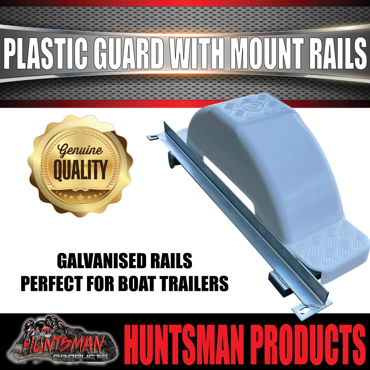 x2 Boat Trailer Slipper Spring Mount Rails + White Plastic Guards Suit 13" & 14" Tyres - Image 4