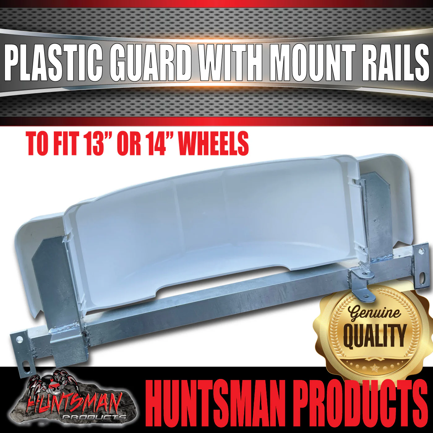 x2 Boat Trailer Slipper Spring Mount Rails + White Plastic Guards Suit 13" & 14" Tyres - Image 7