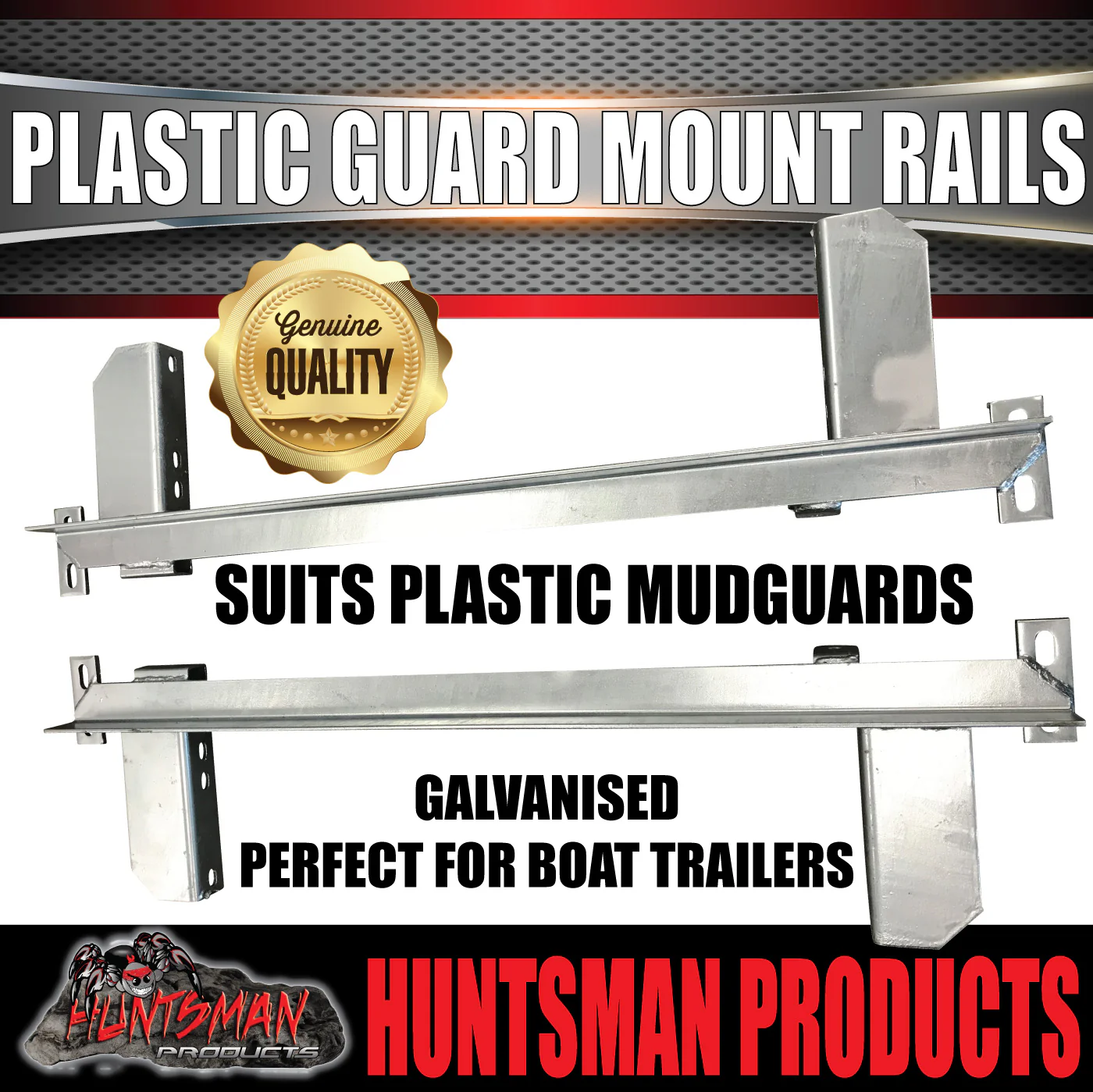 x2 Boat Trailer Slipper Spring Mount Rails + White Plastic Guards Suit 13" & 14" Tyres - Image 8