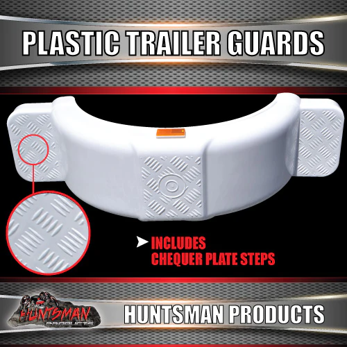 x2 Boat Trailer White Plastic Trailer Mudguard & Steps Suit 13" or 14" Wheels - Image 3