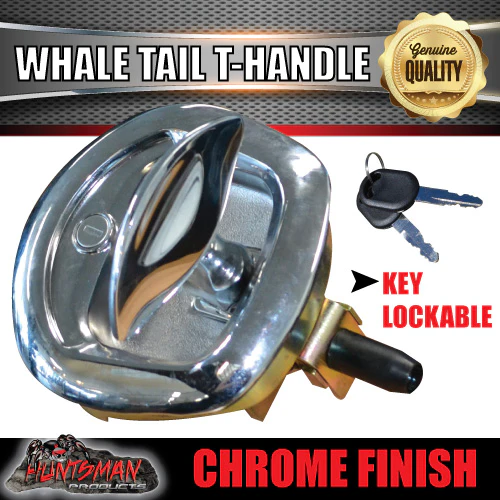 x2 Chrome Whale Tail T Handle Folding Lock for Trailer Caravan Canopy - Image 7