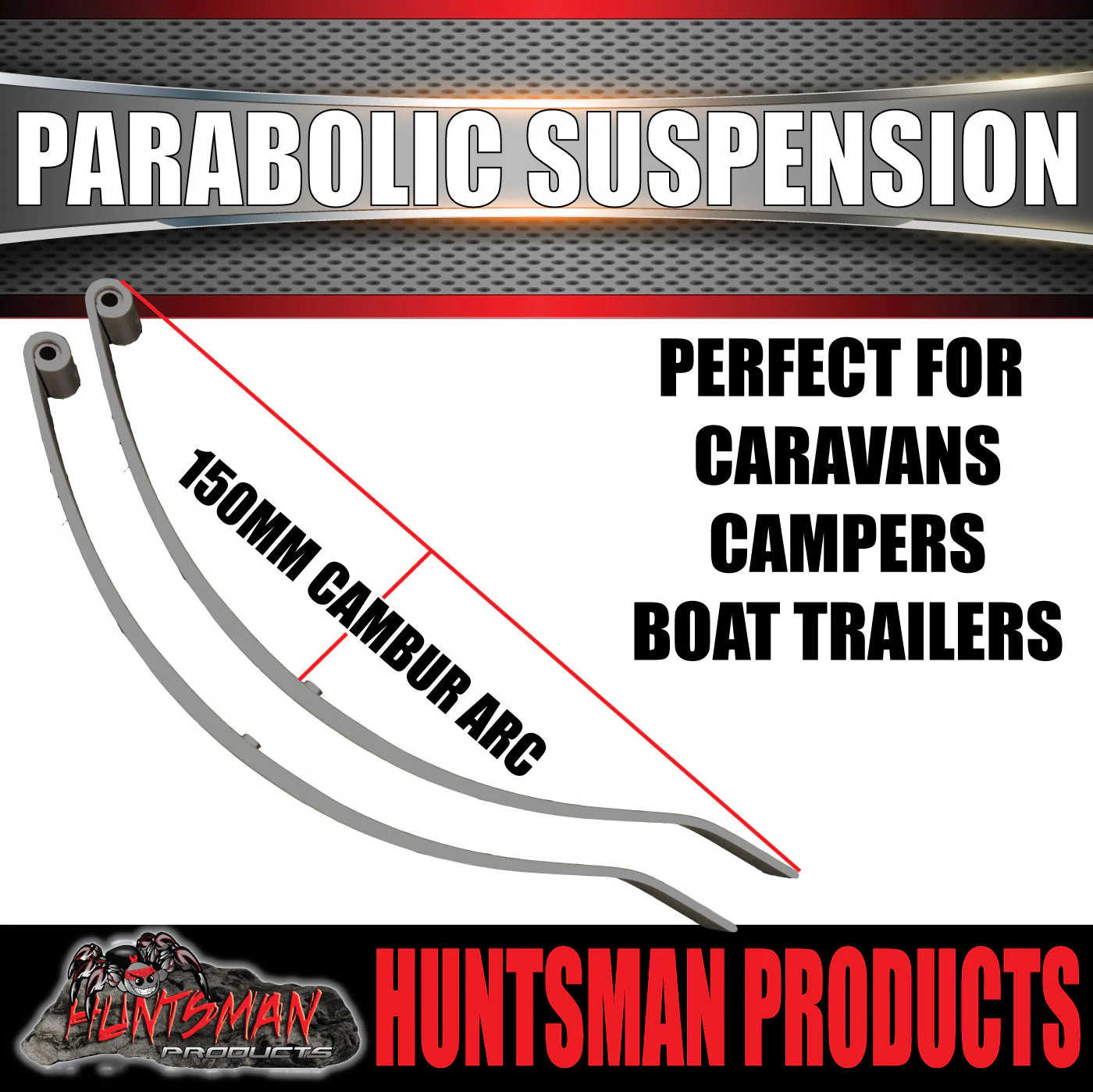 x2 Dacromet 13mm Trailer Parabolic 600kg Springs + U Bolt & Hanger Kit. - Image 2