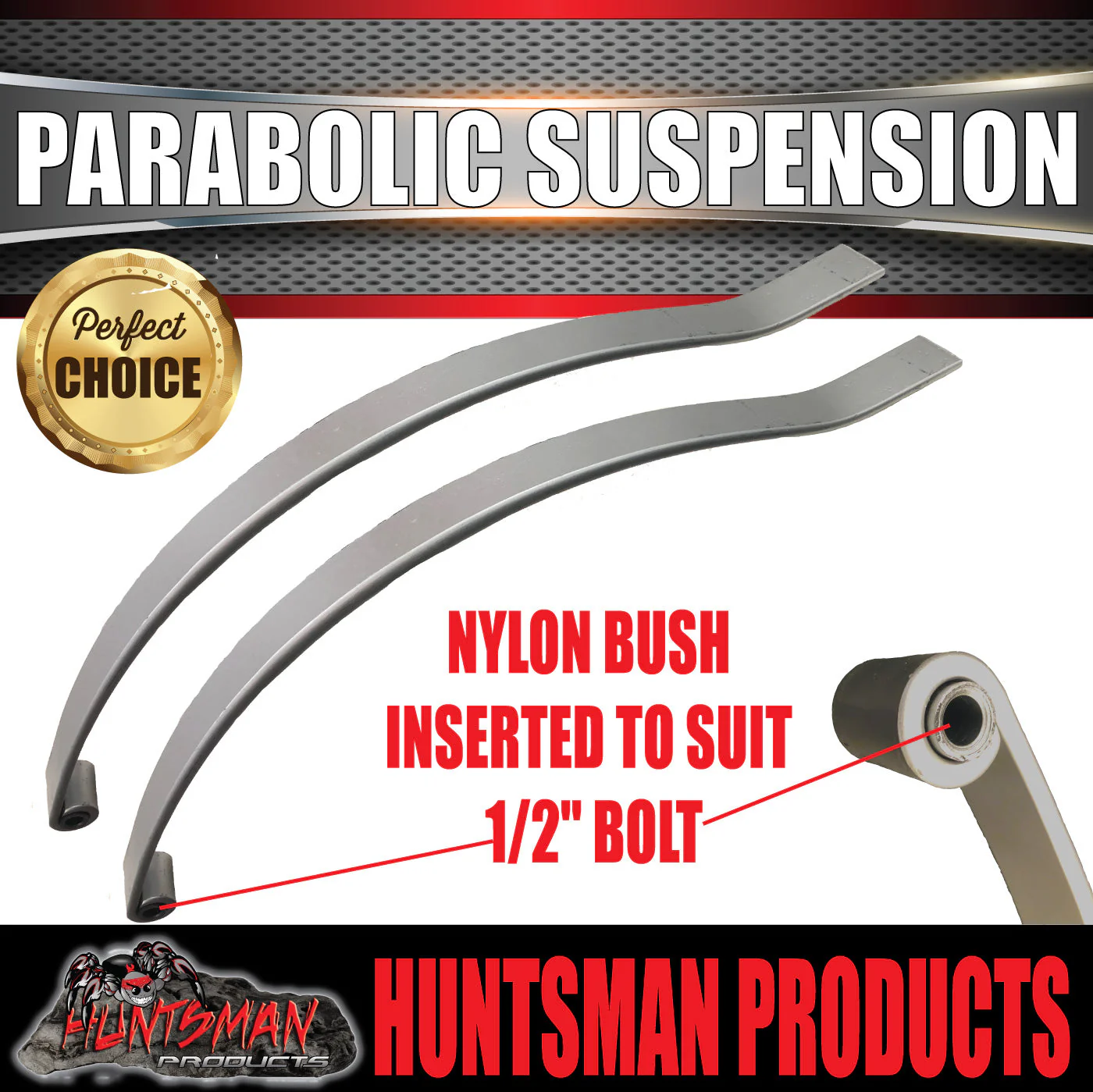 x2 Dacromet 13mm Trailer Parabolic 600kg Springs + U Bolt & Hanger Kit. - Image 3