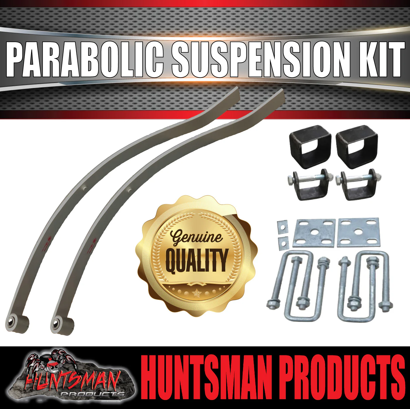 x2 Dacromet 13mm Trailer Parabolic 600kg Springs + U Bolt & Hanger Kit. - Image 9