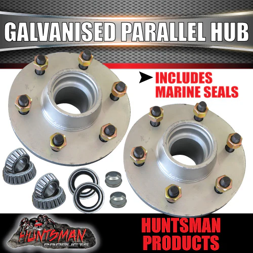 x2 Dacromet Parallel 6 stud Trailer Caravan Hubs 6/139.7 pcd & 68149 Bearings - Image 3