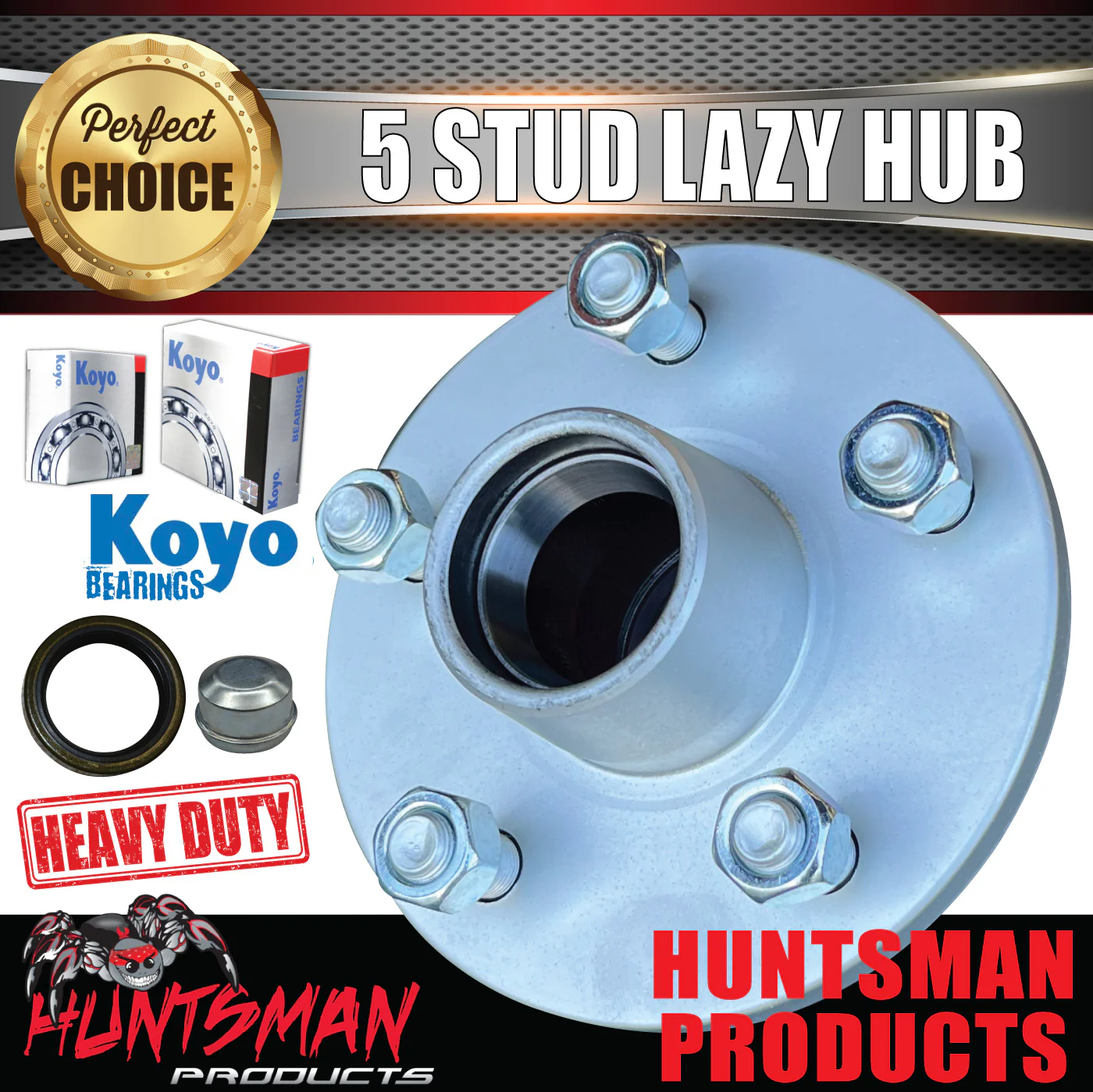 X2 Galvanised Boat Trailer Lazy hubs suit HT Holden 5/108 PCD KOYO LM Holden bearing Kits. - Image 2