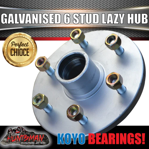 x2 Galvanised 6 stud 6/139.7 PCD Trailer Hubs & Slimline (Ford) KOYO Bearing Kits suit Landcruiser Pattern - Image 2