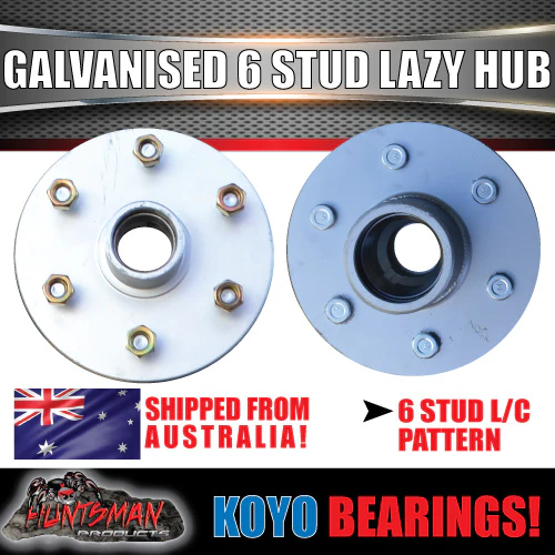 x2 Galvanised 6 stud 6/139.7 PCD Trailer Hubs & Slimline (Ford) KOYO Bearing Kits suit Landcruiser Pattern - Image 3