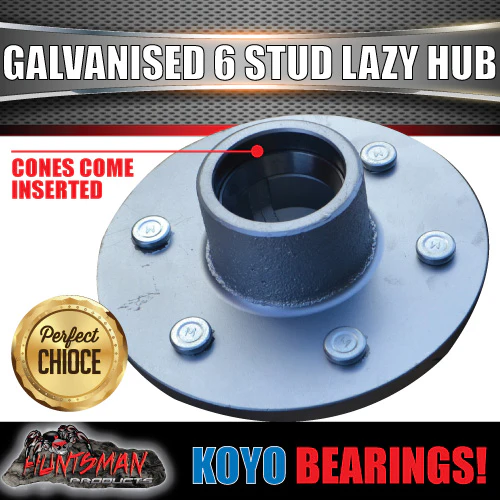 x2 Galvanised 6 stud 6/139.7 PCD Trailer Hubs & Slimline (Ford) KOYO Bearing Kits suit Landcruiser Pattern - Image 4