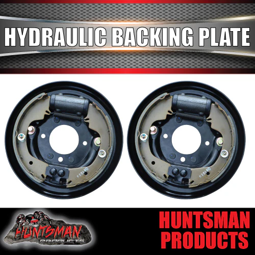X2 9" Hydraulic Drum Trailer Backing Plates with Shoes & Slave Cylinder. Caravan - Image 4