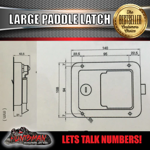 x2 Large Black Paddle Handle Lock Latch for Caravan Ute Truck Toolbox - Image 4