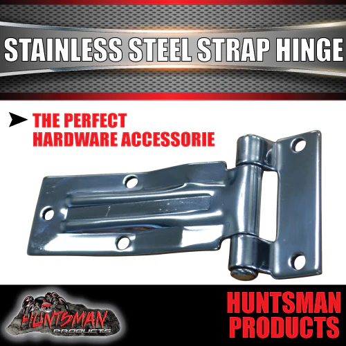 x2 large Stainless Steel Strap Style Hinge For Truck Trailer Boat Box Cabinet - Image 4
