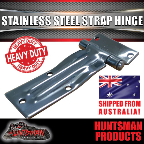 x2 large Stainless Steel Strap Style Hinge For Truck Trailer Boat Box Cabinet - Image 5