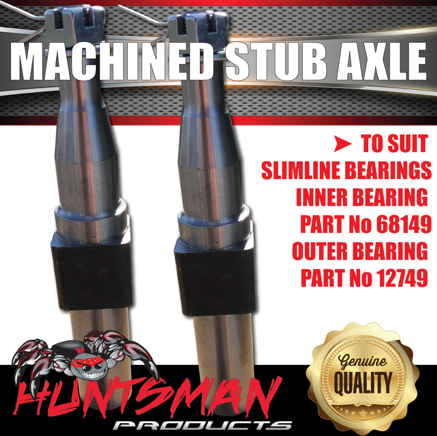 X2 Machined Trailer S/L Stub Axles 45x250mm To Sleeve Into 50mm x50mm x5mm RHS - Image 4