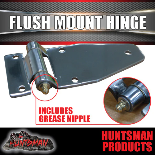 x2 Stainless Steel Flush Mount Hinge with Grease Nipple.  For Truck Trailer Boat Box Cabinet - Image 3