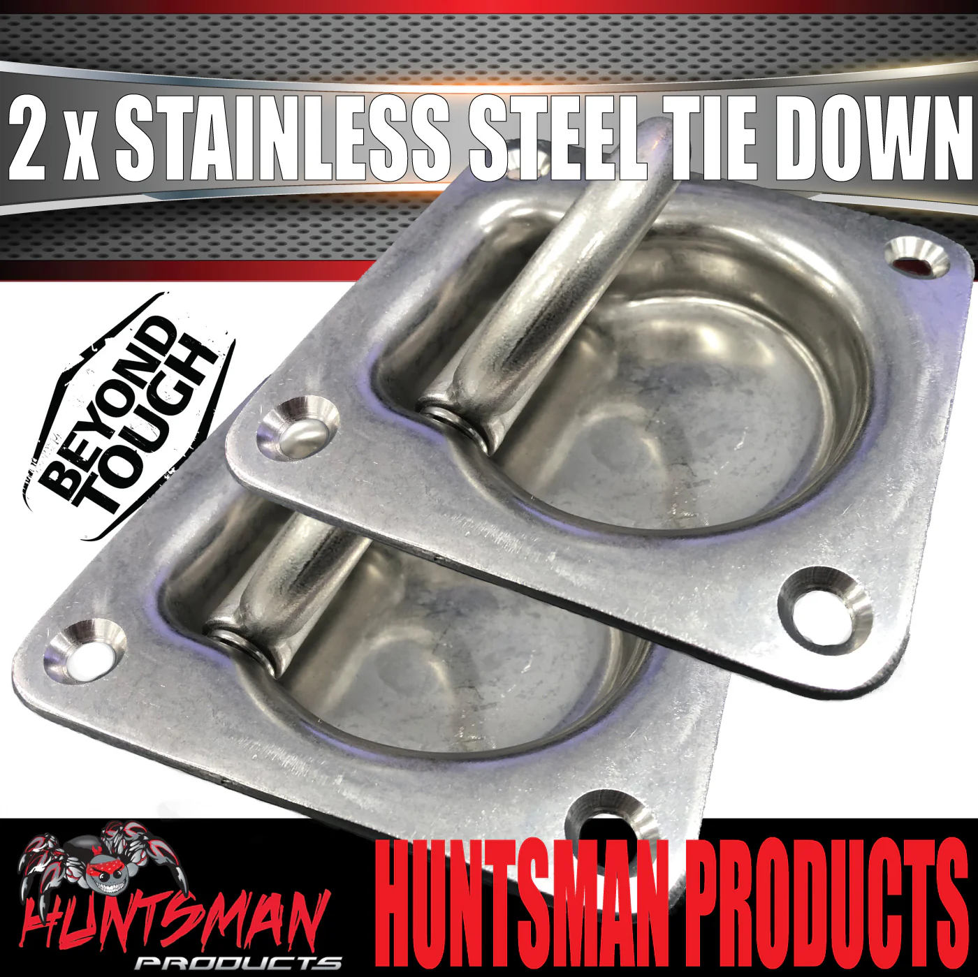x2 Stainless Steel Lashing Ring Tie Down Point. 95mm x 102mm. Anchor For Trailer Utes - Image 4