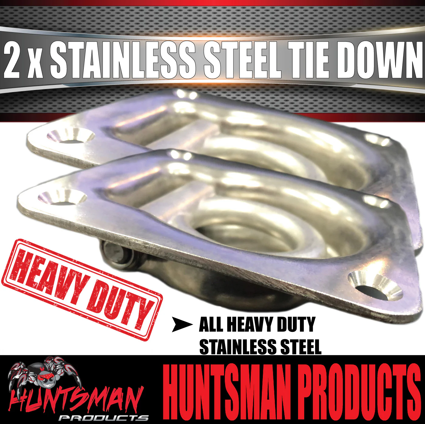 x2 Stainless Steel Lashing Ring Tie Down Point. 95mm x 102mm. Anchor For Trailer Utes - Image 5
