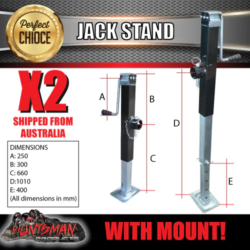 2x Trailer Caravan Canopy Jack Stand 3600kg Rated Heavy Duty 600mm Extension - Image 2