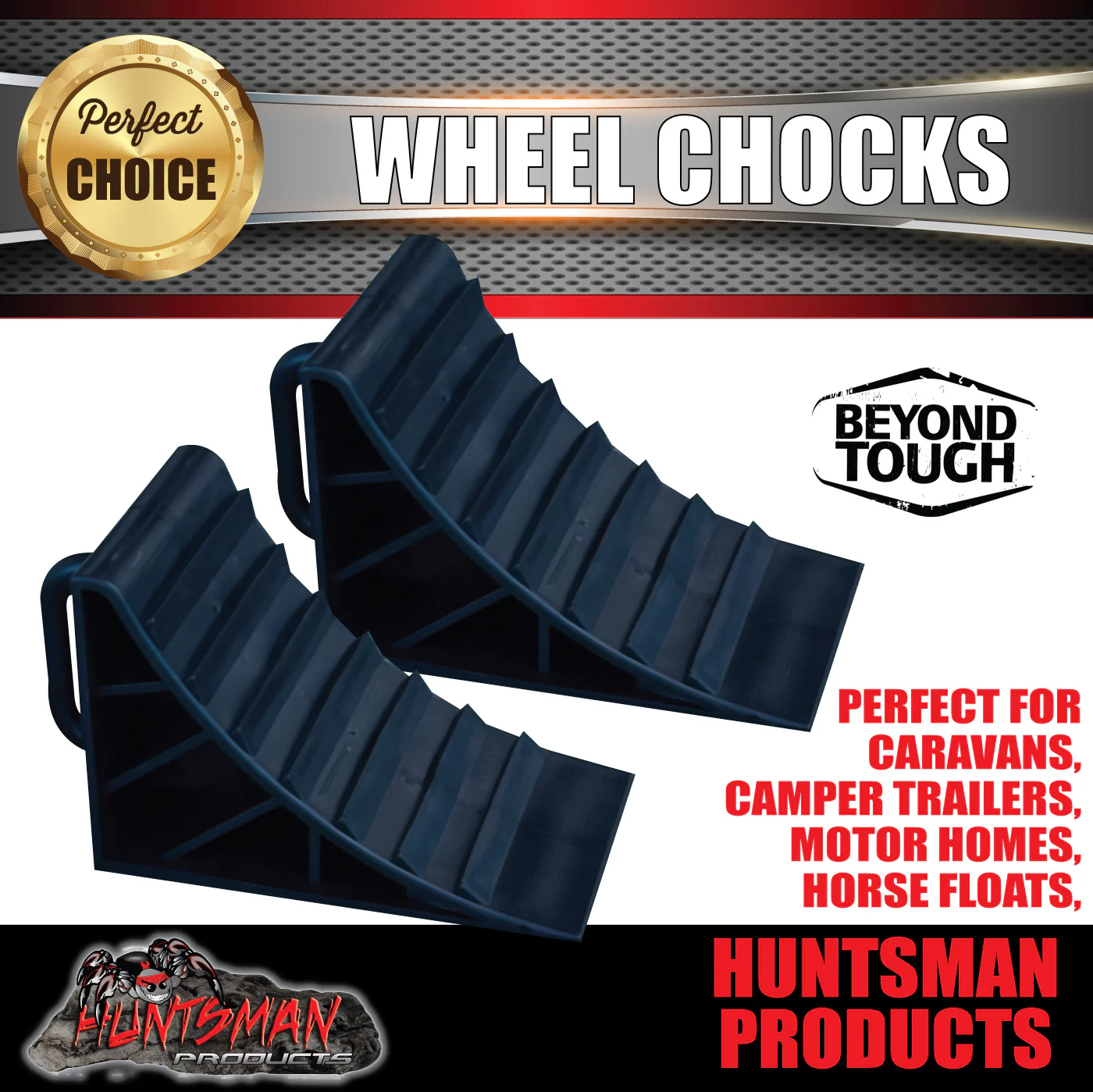 x2 Trailer Caravan RV Heavy Duty Wheel Safety Chocks Blocks - Image 2