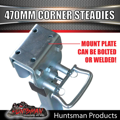 4x 470mm Trailer Caravan Drop Down corner Legs Steadies & Handle. Steel Foot! - Image 5