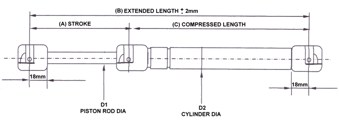 x4 605mm x 950 newton gas struts. - Image 3