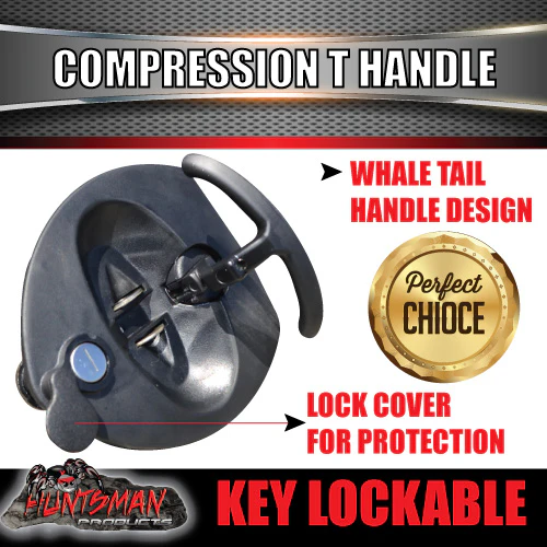 x4 Black Reinforced Fibre Compression T Lock. Trailer Caravan Boat Truck Toolbox - Image 2