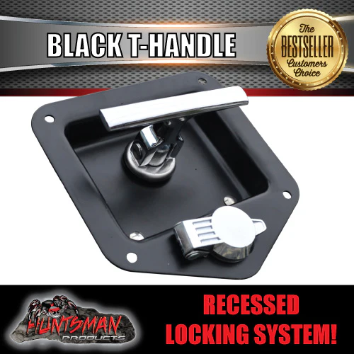 4x Black T Handle Locks. Stainless Steel, Flush Mount, Tool Box, Canopy, Trailer - Image 5