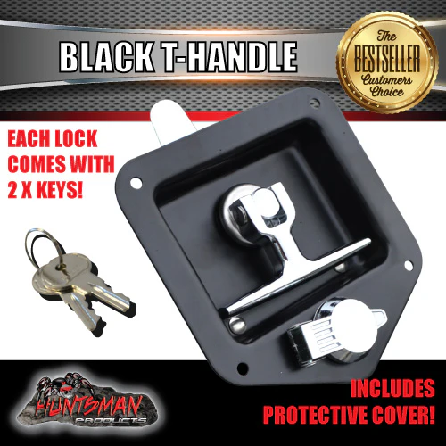 4x Black T Handle Locks. Stainless Steel, Flush Mount, Tool Box, Canopy, Trailer - Image 6