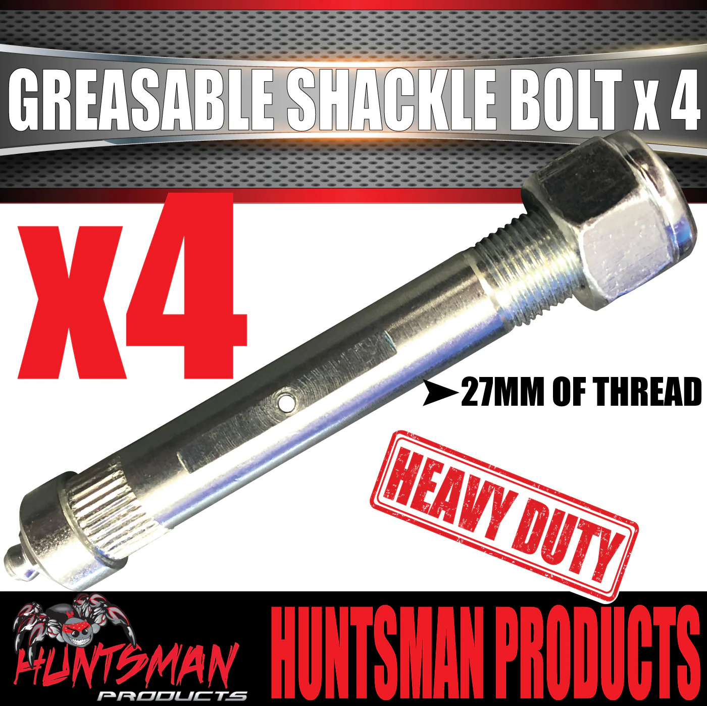 x4 Greasable Trailer Caravan Shackle Spring Bolt & Nut 5/8" X 4" Rocker Roller - Image 3