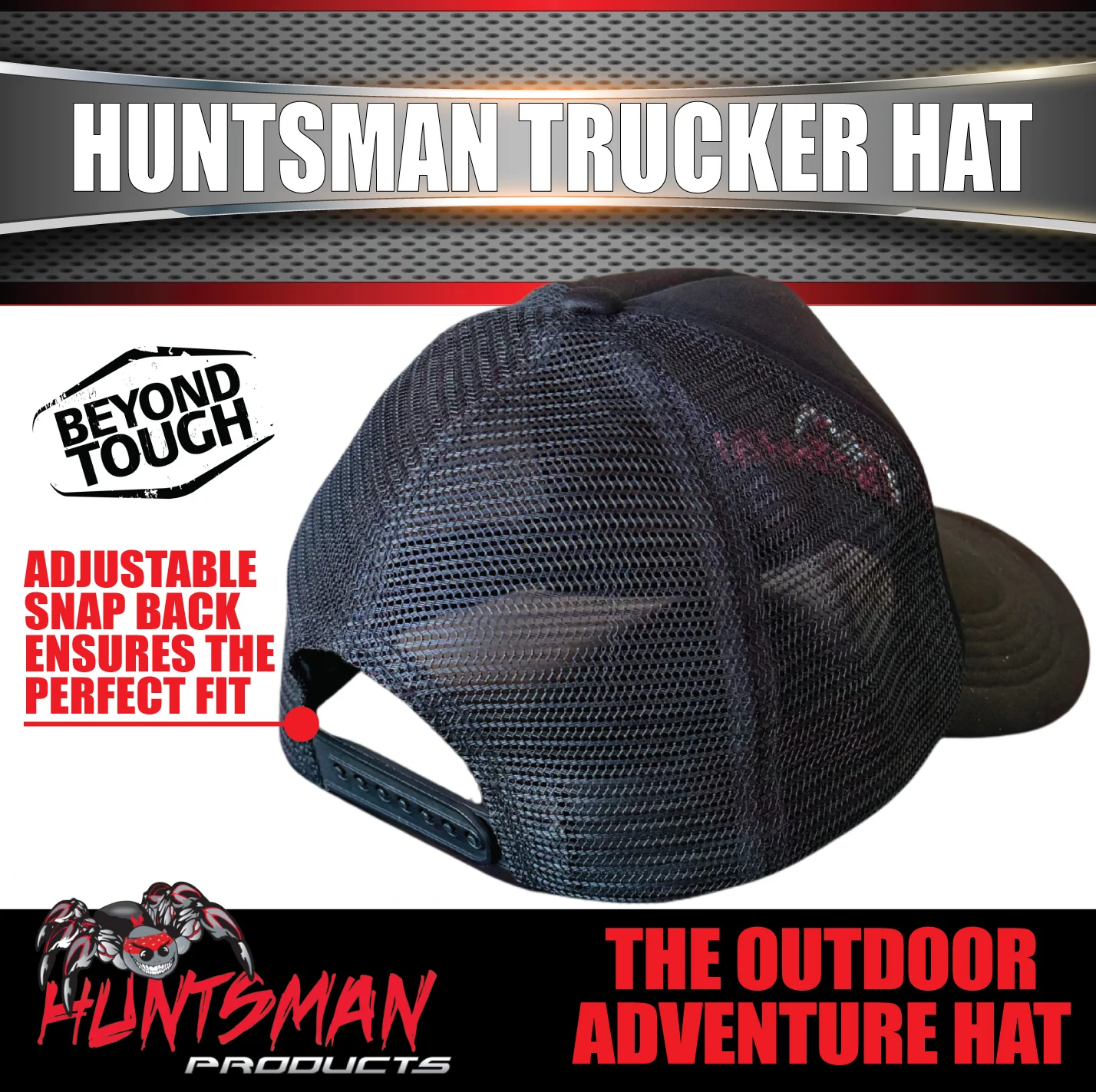 x1 Huntsman Products Adjustable Snapback Mesh Trucker Hat, 1 Size Fits Most - Image 3