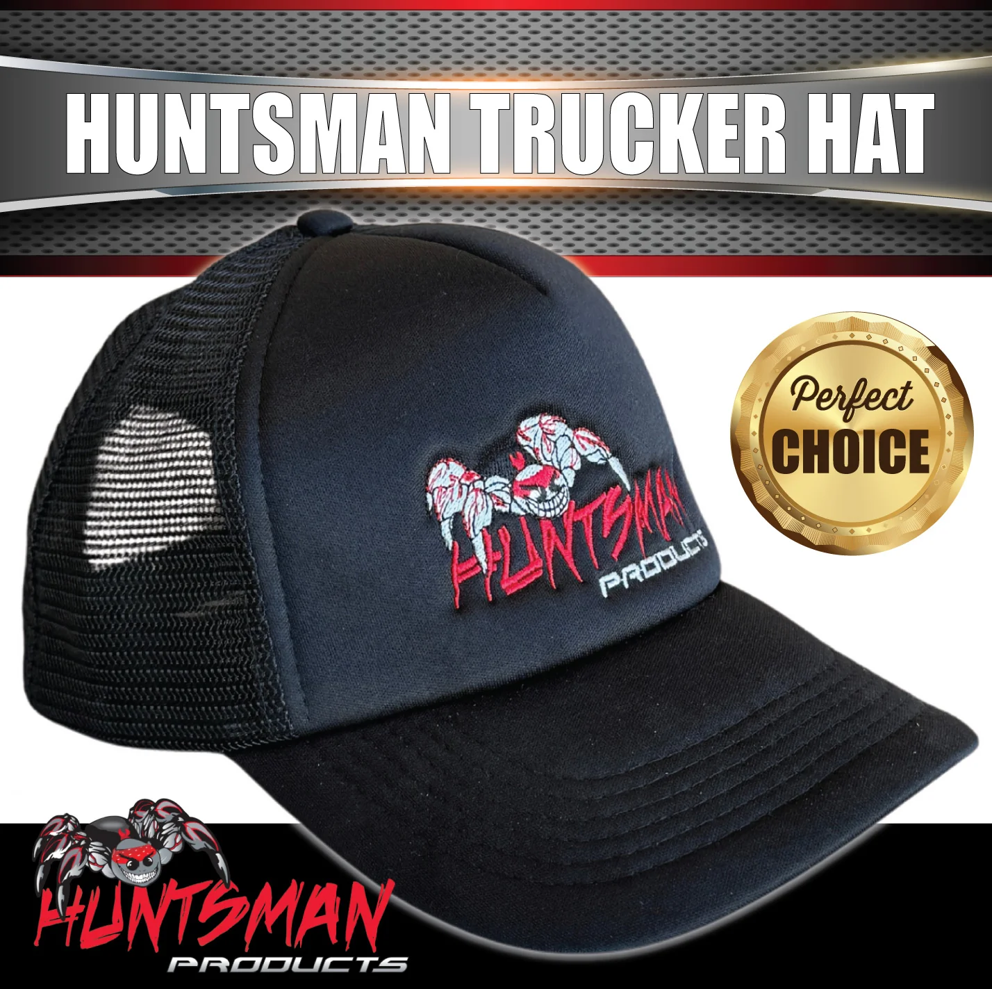 x1 Huntsman Products Adjustable Snapback Mesh Trucker Hat, 1 Size Fits Most - Image 4