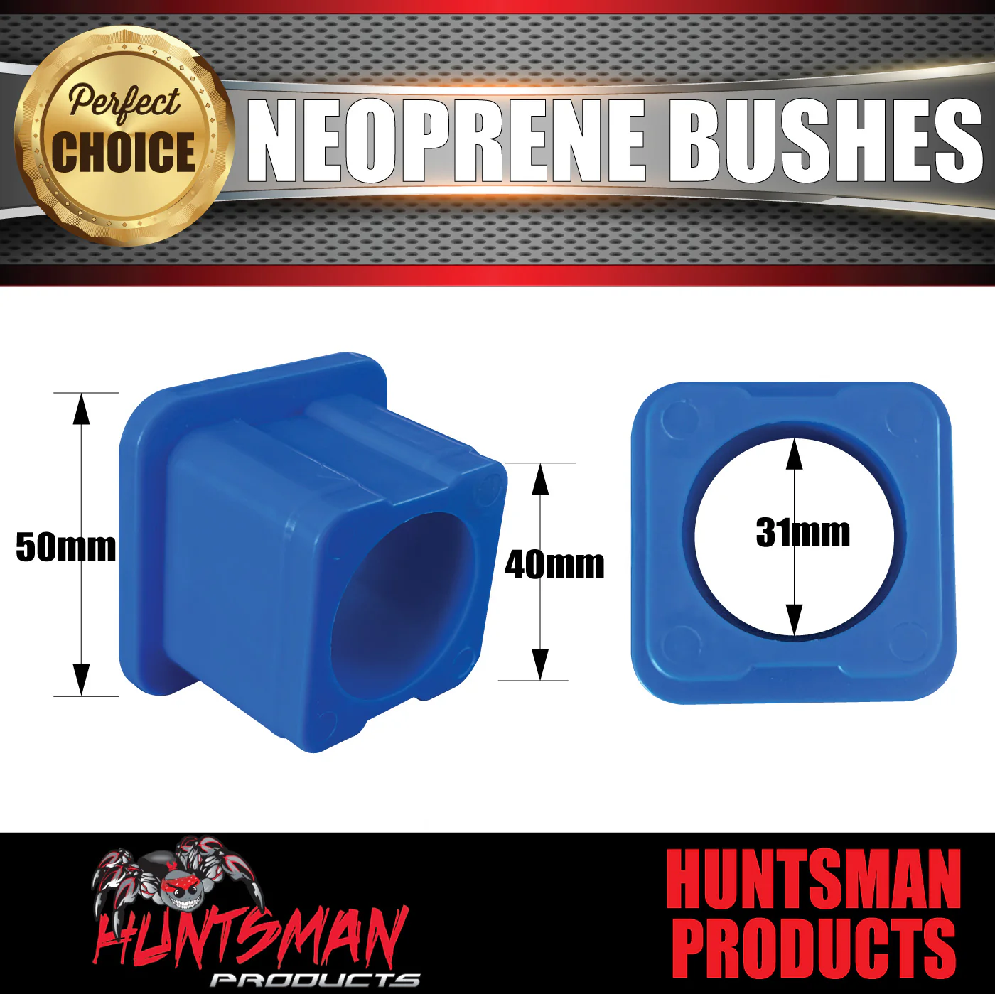 X4 Huntsman Products Caravan Trailer Independent Suspension Neoprene Bushes 40mm - Image 3