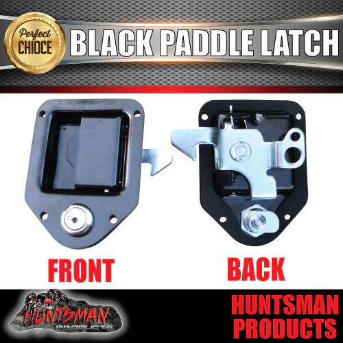 X4 Mini Black 110mm x 83mm E coated Paddle Toolbox Lock Latch.  For Trailer Truck Caravan Ute door - Image 3