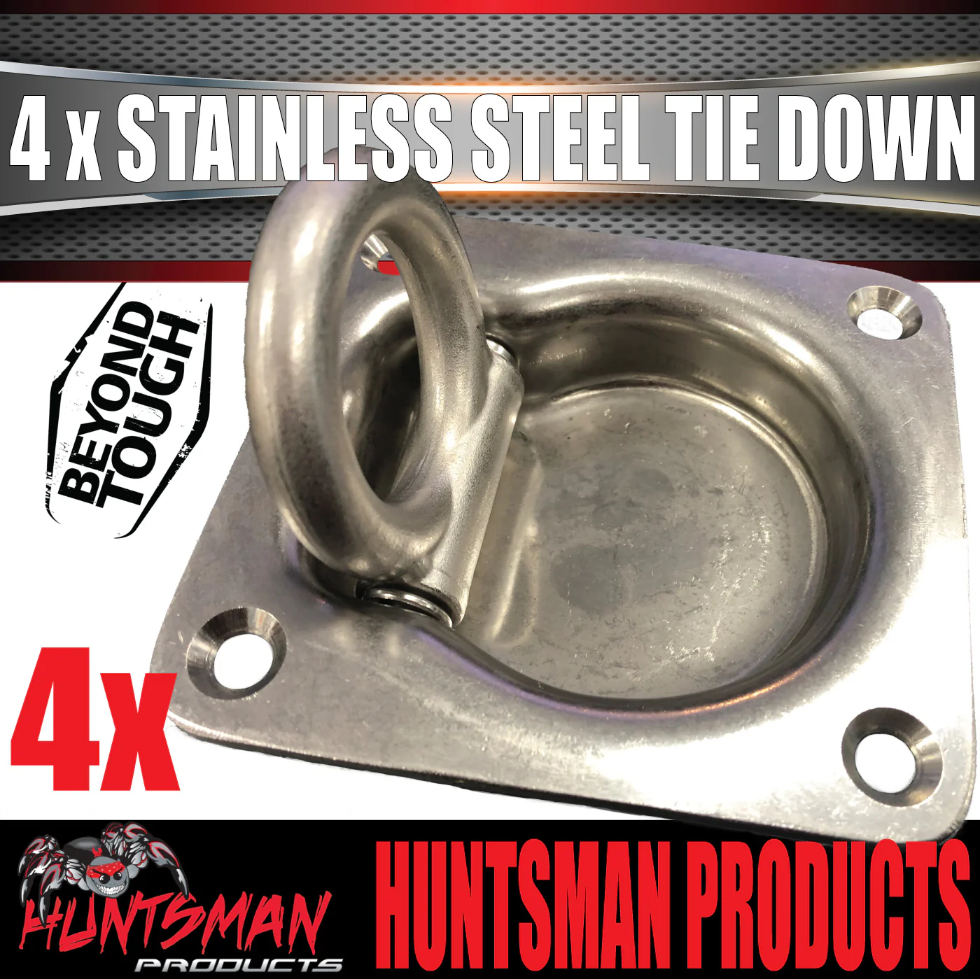 x4 Stainless Steel Lashing Ring Tie Down Point. 95mm x 102mm. Anchor For Trailer Utes - Image 3