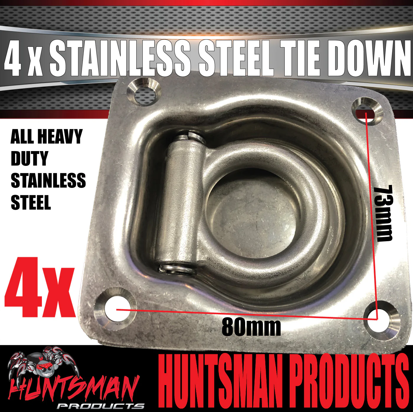 x4 Stainless Steel Lashing Ring Tie Down Point. 95mm x 102mm. Anchor For Trailer Utes - Image 5