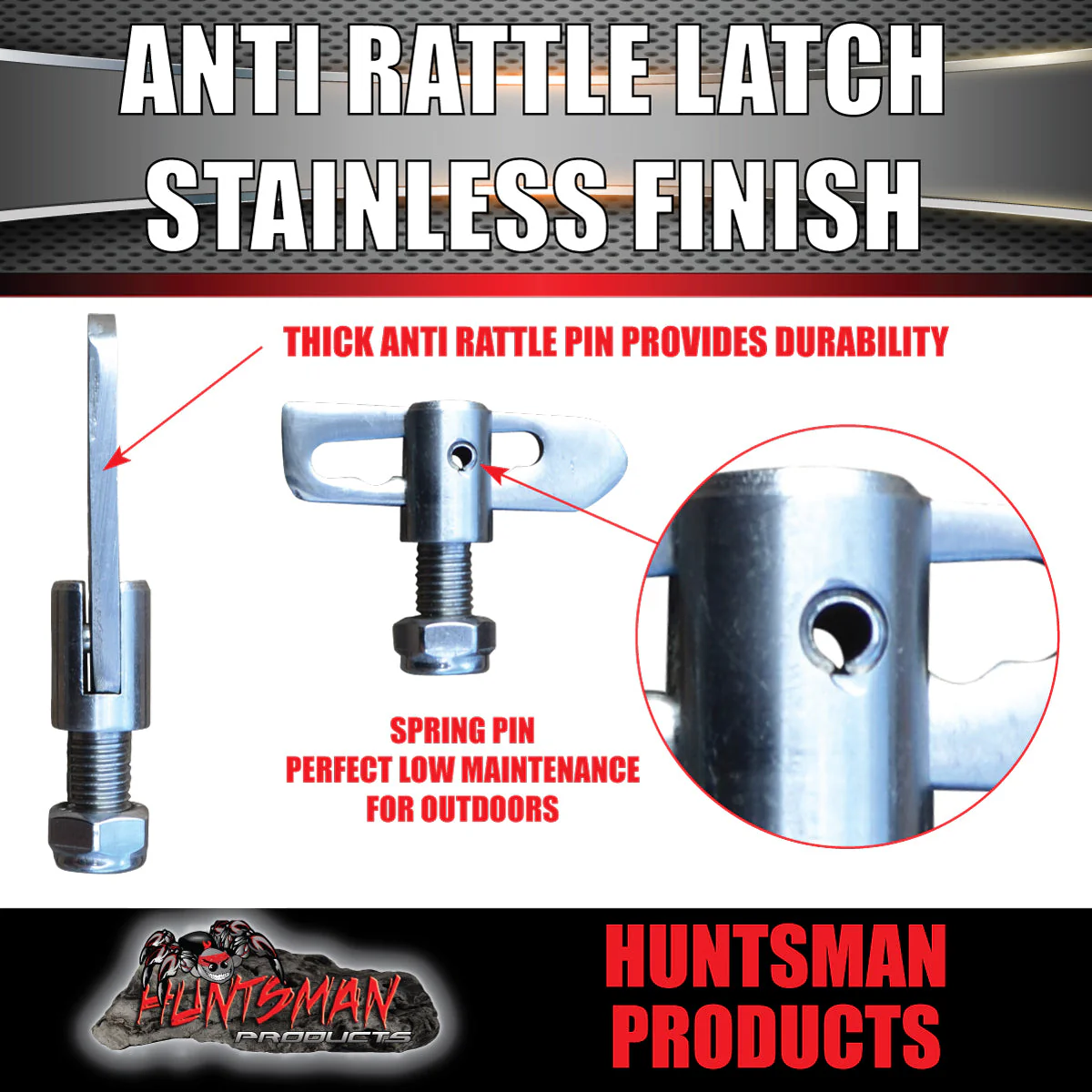 x4 Trailer Ute Stainless Steel Tailgate Anti Rattle Latch Luce Catch - Image 2