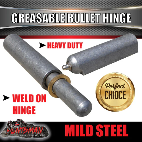 X6 GREASABLE BULLET HINGE WITH STEEL PIN &  BRASS WASHER. 16mm x 100mm. WELDABLE. - Image 3