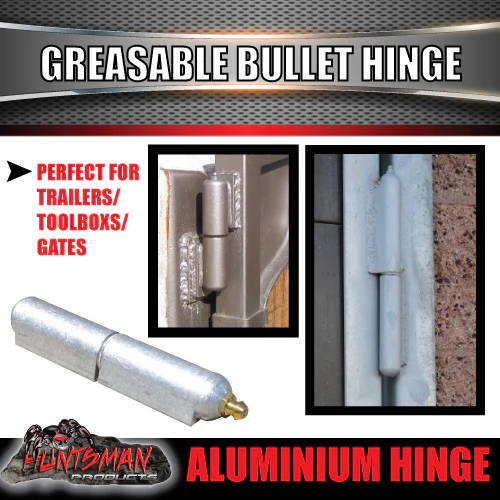 x8 80mm x 13mm Aluminium Greasable Bullet Hinge S/S Pin & Washer Tailgate Door - Image 3