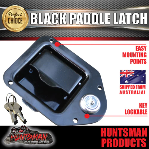 X8 Mini Black 110mm x 83mm E coated Paddle Toolbox Lock Latch.  For Trailer Truck Caravan Ute door - Image 2
