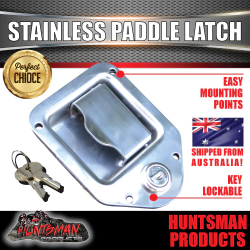 X8 Mini Stainless 110mm x 83mm E coated Paddle Toolbox Lock Latch.  For Trailer Truck Caravan Ute door - Image 2