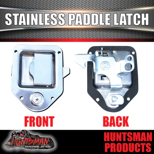 X8 Mini Stainless 110mm x 83mm E coated Paddle Toolbox Lock Latch.  For Trailer Truck Caravan Ute door - Image 3